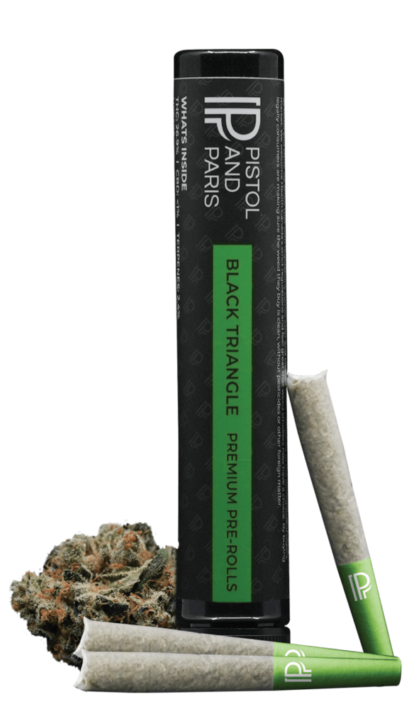pistol and paris black triangle cannabis pre rolls
